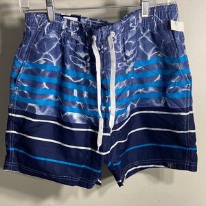 Stylish Men's Blue Striped Swim Trunks